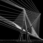 Entwurf einer 3000 m weit gespannten Brücke, 1995, C. Menn Zeichnung: O. Monsch